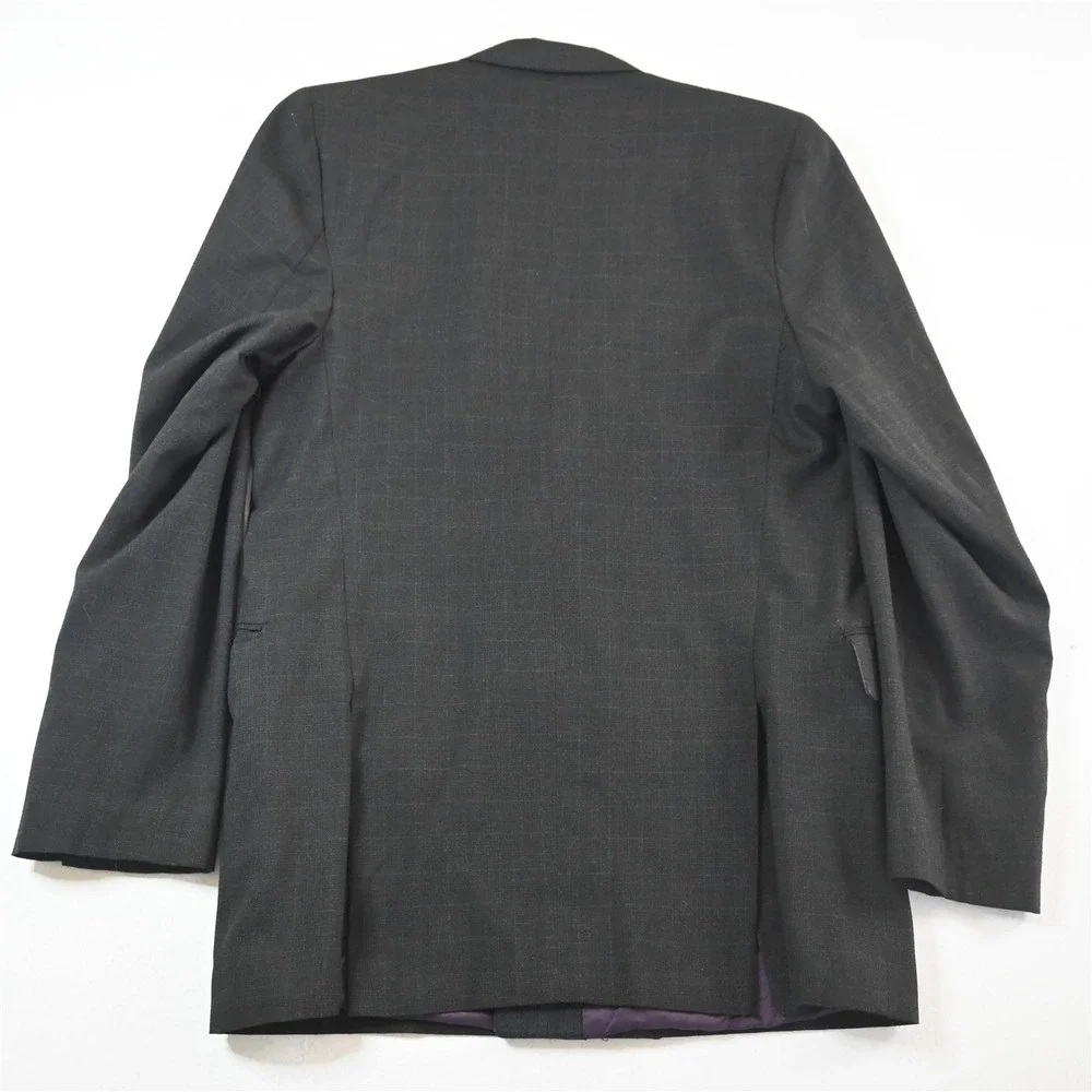Vtg Mens Double Breasted 38R Gray Green Plaid Mens Blazer Suit Jacket Sport Coat